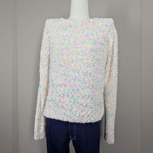 Vintage Pastel Popcorn Knit Sweater Long Sleeve Pullover Size Medium